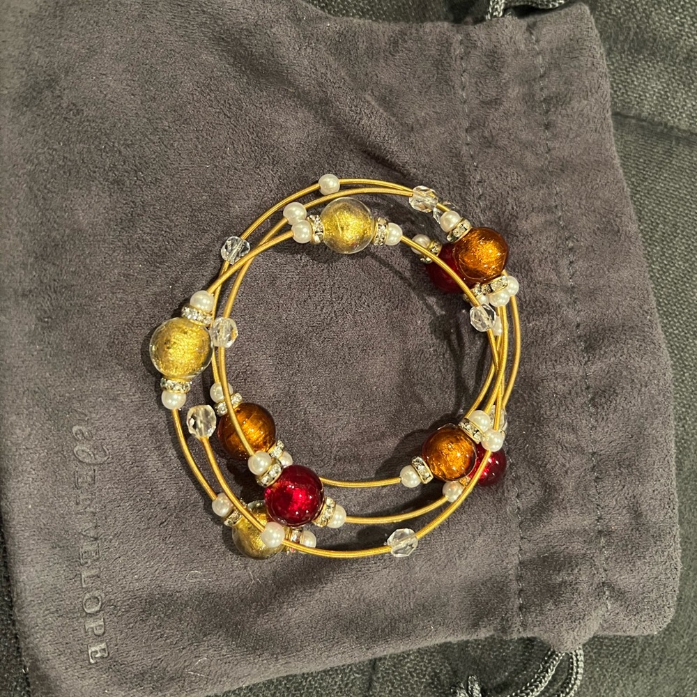 Red Envelope Muarno glass bead bracelet set.